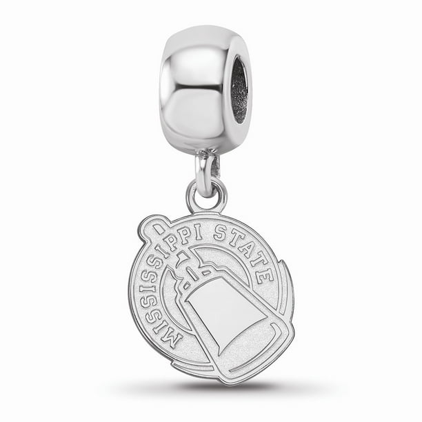 925 Sterling Silver Rhodium-plated Laser-cut University of Mississippi Dangle Ball Earrings 925 Sterling Silver Rhodium-plated Laser-cut University of Mississippi Dangle Ball Earrings